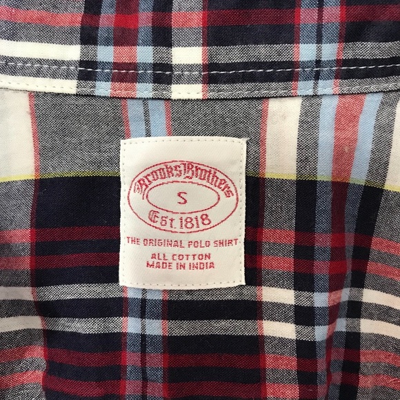 BROOKS BROTHERS Navy/Red Tartan Plaid Button Down - Picture 6 of 8